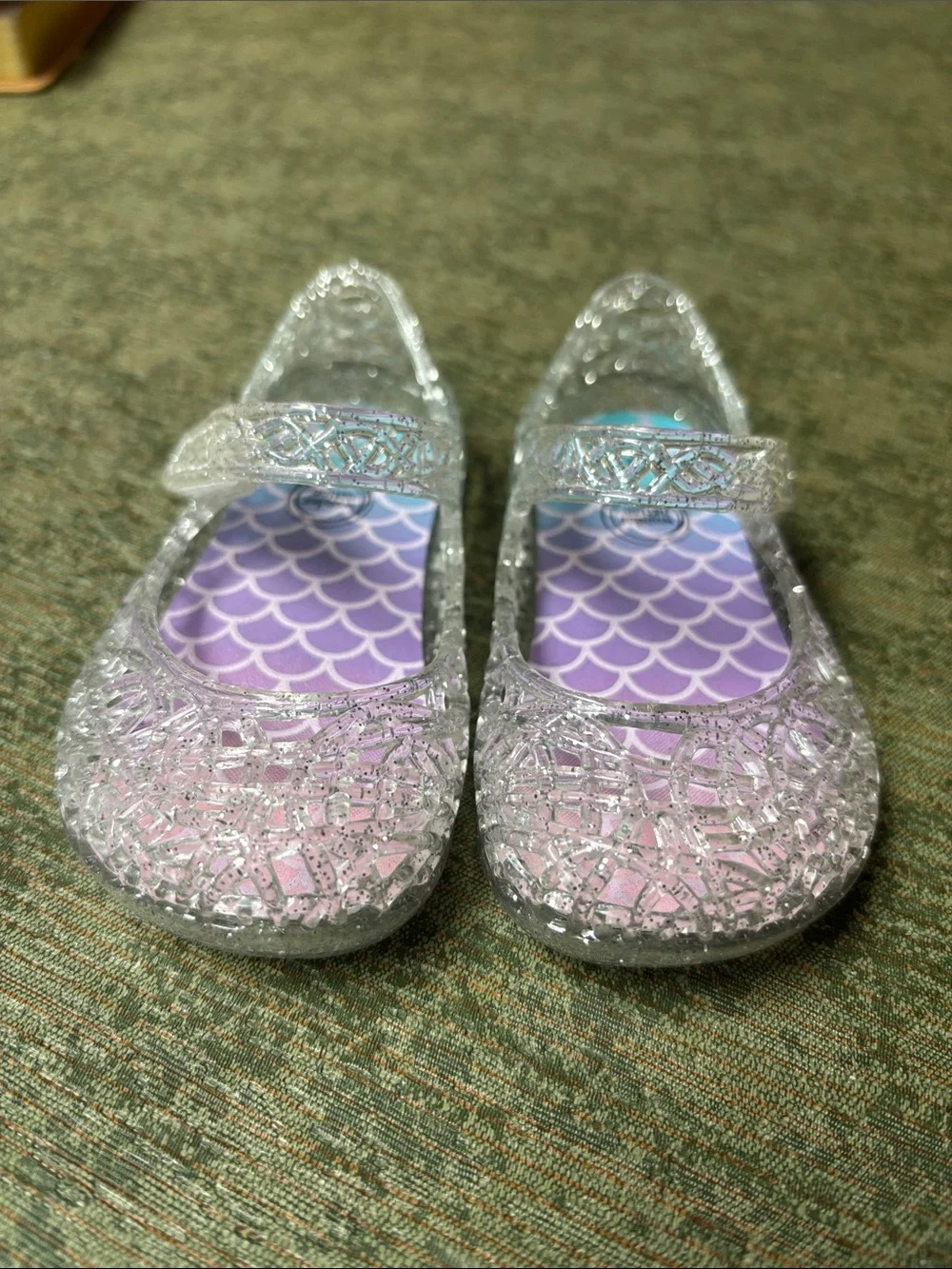 wonder nation Silver Glitter Jelly Mary Janes with Pink and Purple Insole